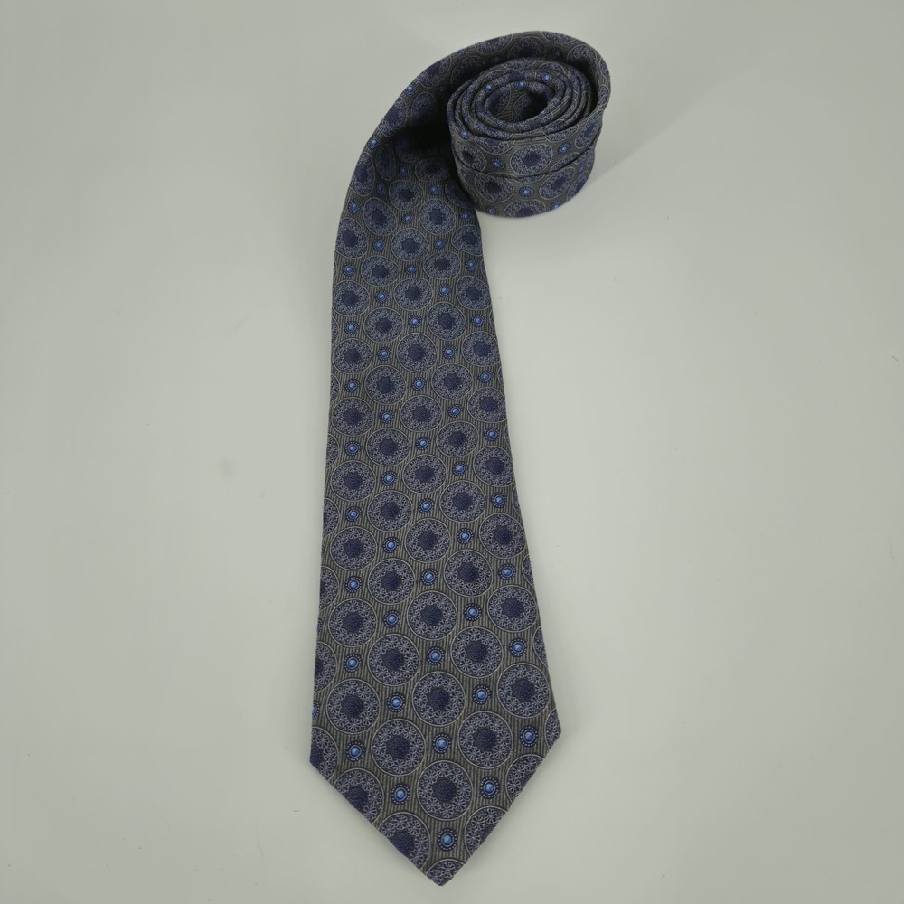 ERMENEGILDO ZEGNA Neck Tie Mens Gray Blue 100% Silk Italy "60 by "3.5